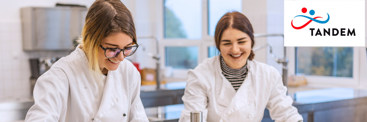 Zwei junge Frauen in Berufsausbildung kochen zusammen in einer Gastronomischen Küche. 